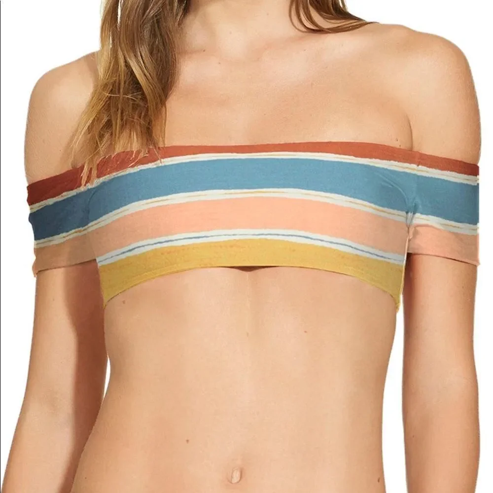 VIX ❤️‍🔥 STRIPED MULTI COLORED SHOULDER BIKINI TOP NWT SIZE SMALL - Picture 2 of 5